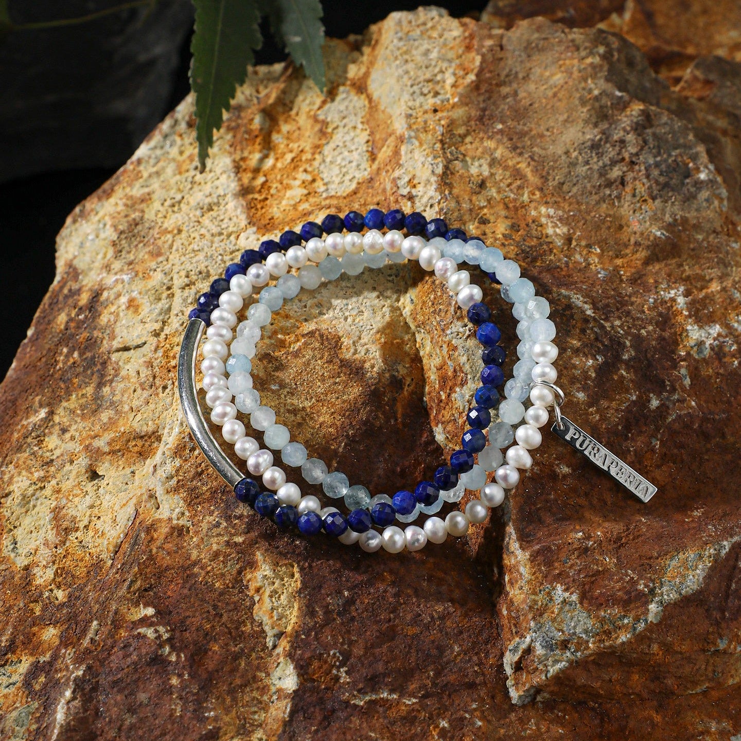 Lapis Lazuli & Pearl Three-Layer Bracelet
