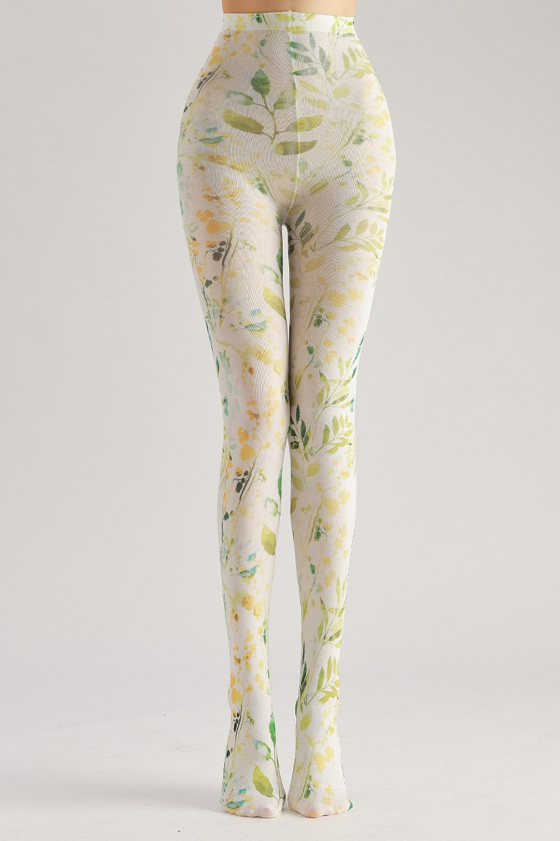 Leaf Country Style Tights with high elasticity and compression,shaping fit and ideal for weddings, parties, ethnic outfits, and street fashion