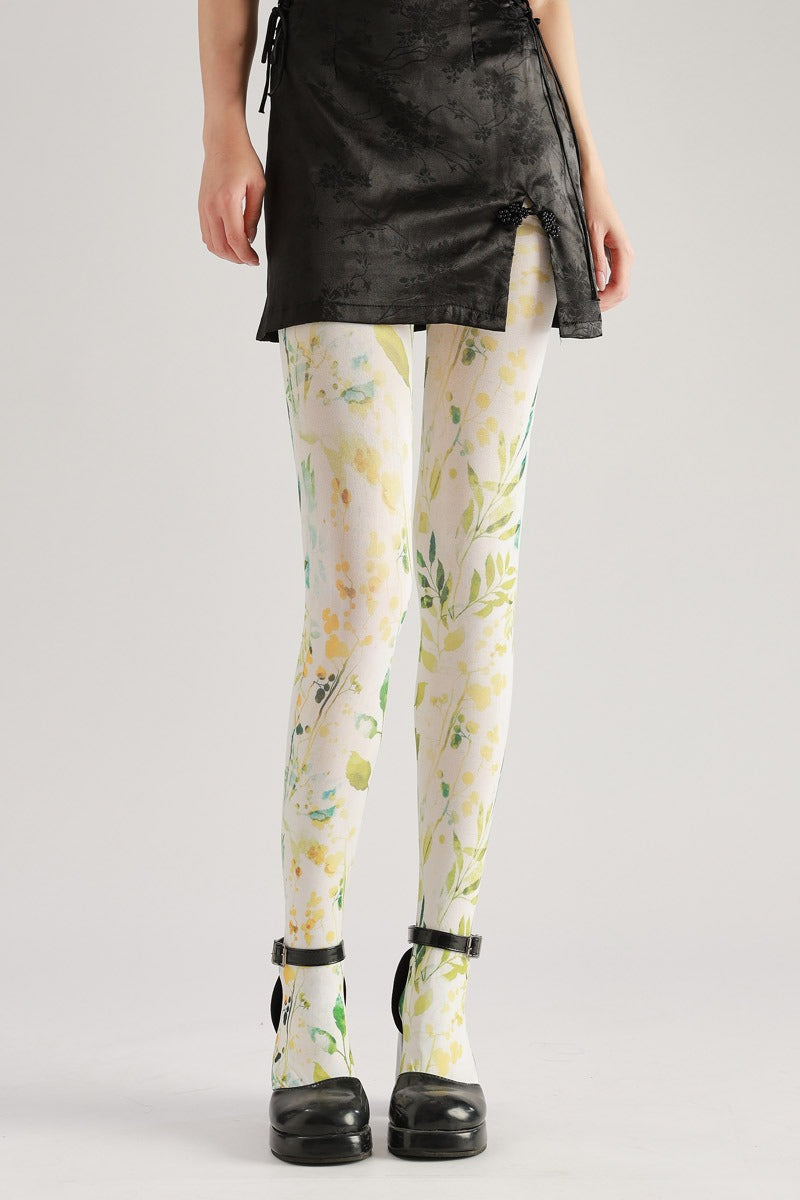 Leaf Country Style Tights with high elasticity and compression,shaping fit and ideal for weddings, parties, ethnic outfits, and street fashion