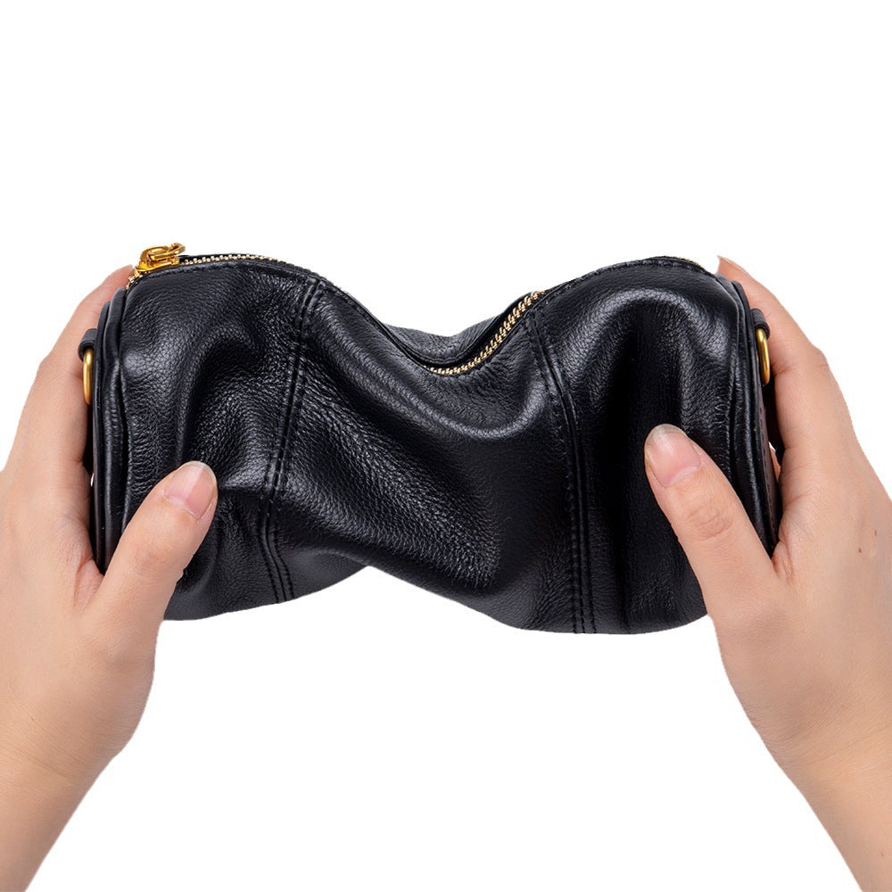 Leather Barrel Bag – Retro Cylindrical Underarm & Shoulder Bag