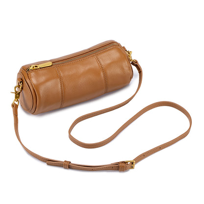 Leather Barrel Bag – Retro Cylindrical Underarm & Shoulder Bag