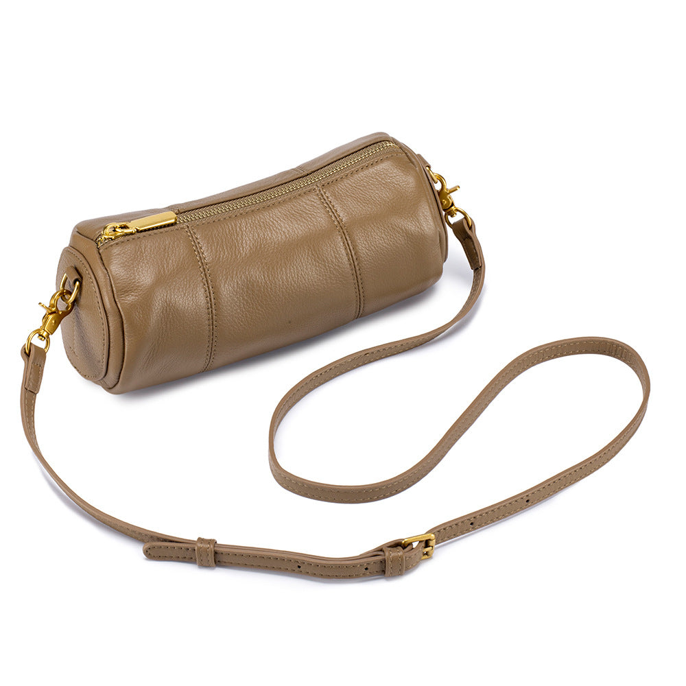 Leather Barrel Bag – Retro Cylindrical Underarm & Shoulder Bag