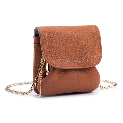Leather Chain Wallet – Minimalist Coin & Card Bag with Chain Strap