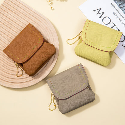 Leather Chain Wallet – Minimalist Coin & Card Bag with Chain Strap