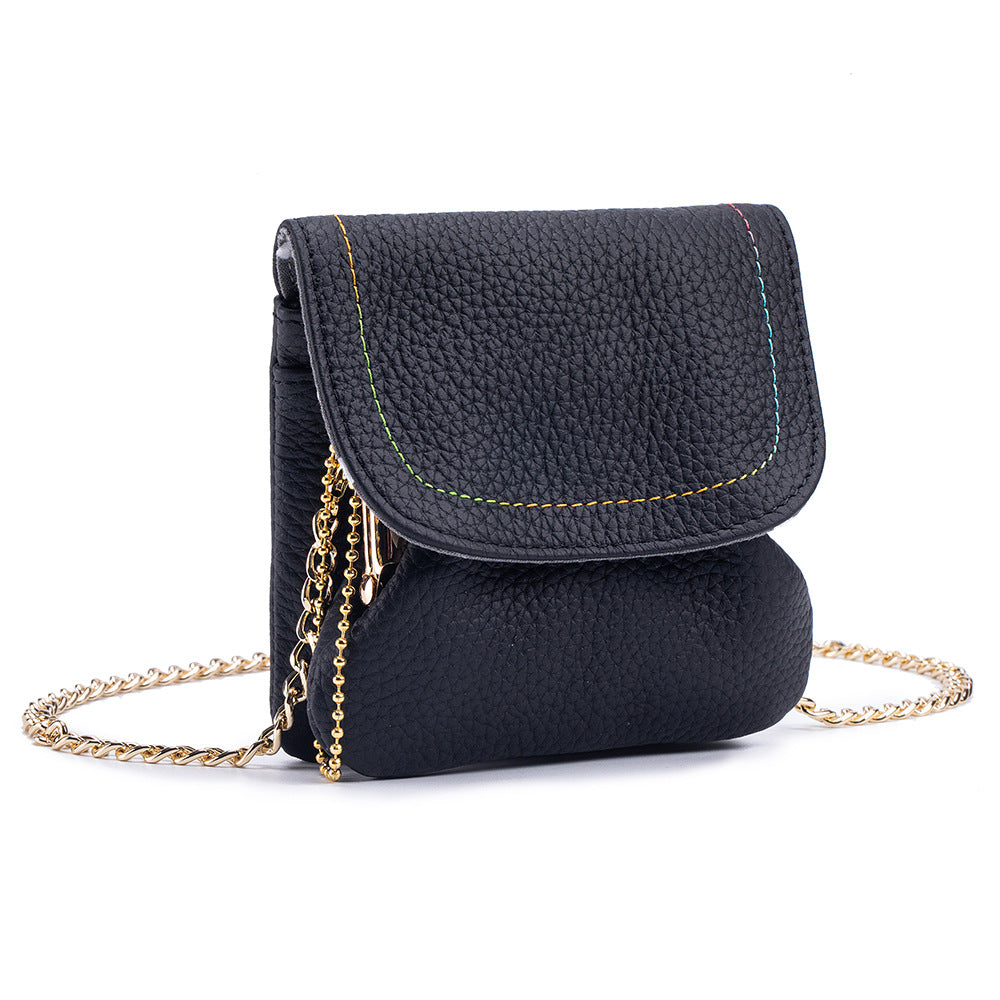 Leather Chain Wallet – Minimalist Coin & Card Bag with Chain Strap