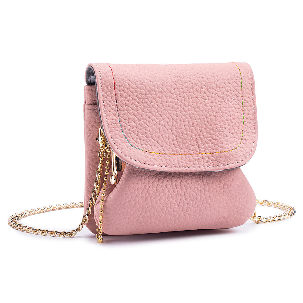 Leather Chain Wallet – Minimalist Coin & Card Bag with Chain Strap