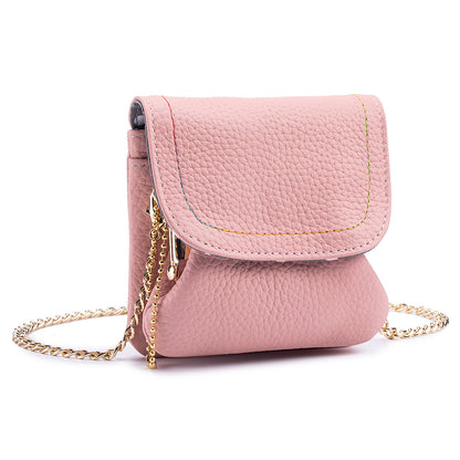 Leather Chain Wallet – Minimalist Coin & Card Bag with Chain Strap