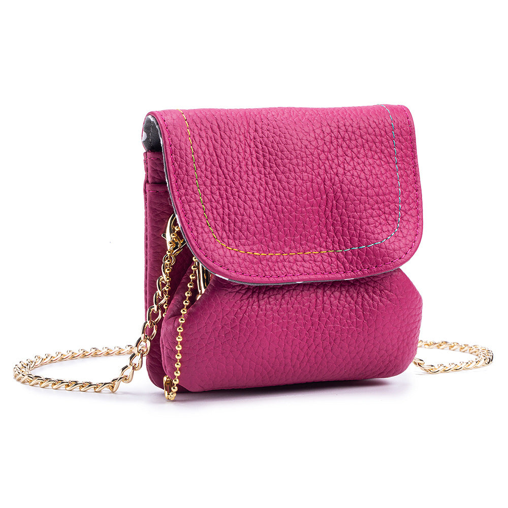 Leather Chain Wallet – Minimalist Coin & Card Bag with Chain Strap