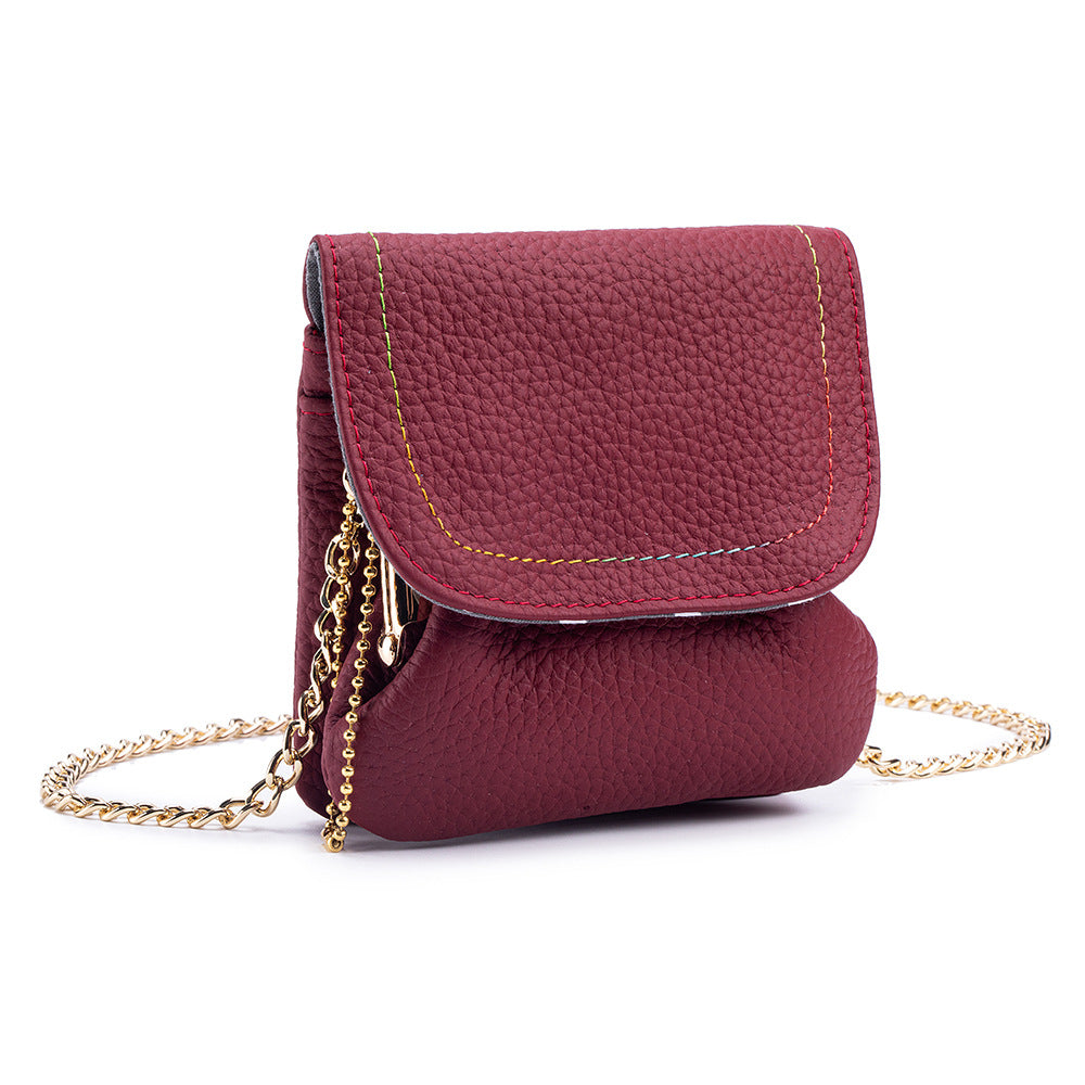 Leather Chain Wallet – Minimalist Coin & Card Bag with Chain Strap