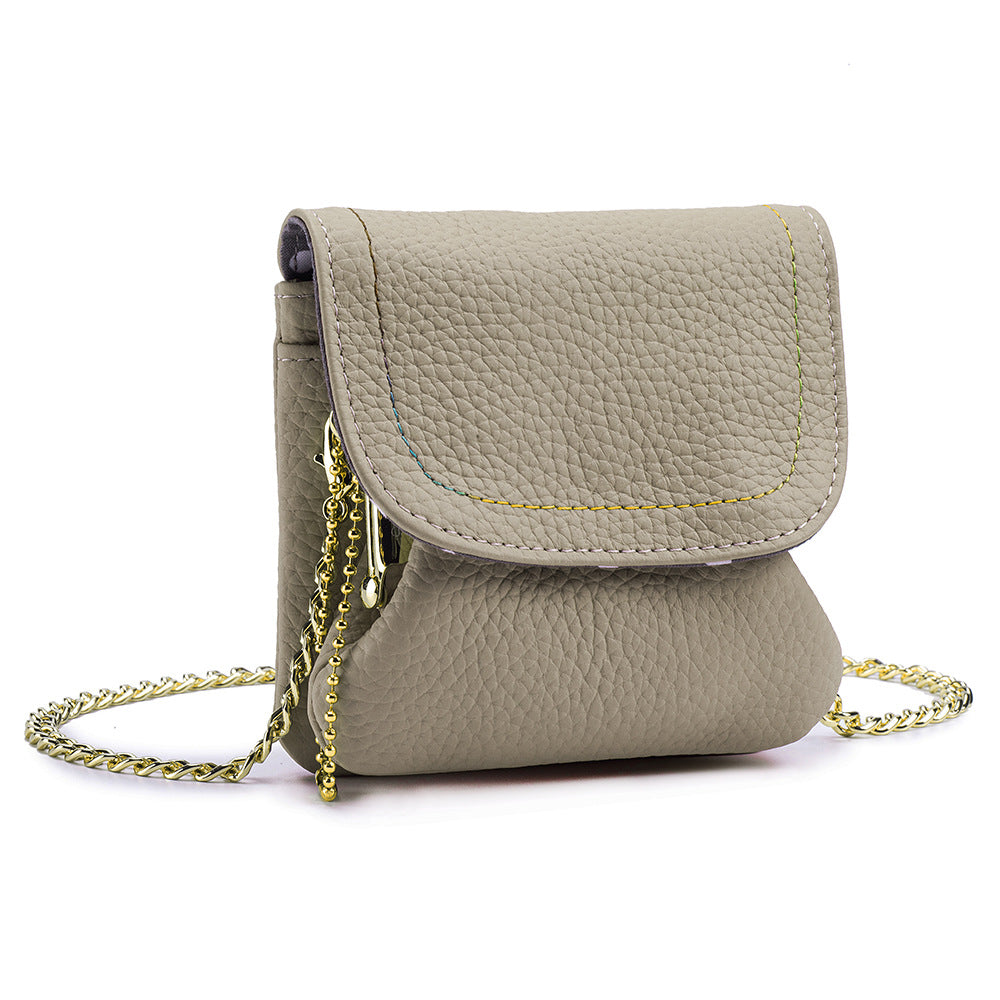 Leather Chain Wallet – Minimalist Coin & Card Bag with Chain Strap