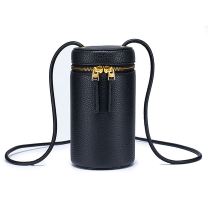 Leather Crossbody Bucket Bag – Genuine Cowhide Shoulder Bag
