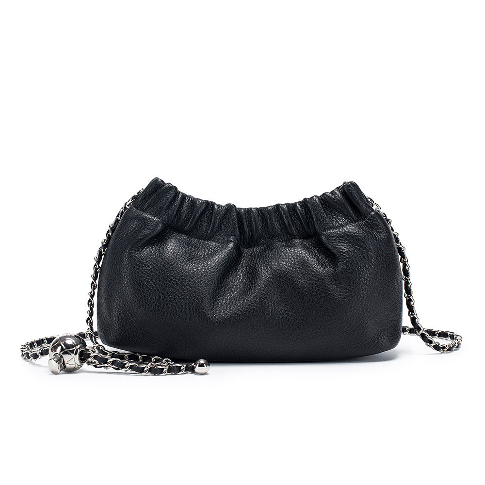 Leather Dumpling Crossbody Bag – Genuine Cowhide Shoulder Bag