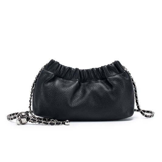 Leather Dumpling Crossbody Bag – Genuine Cowhide Shoulder Bag