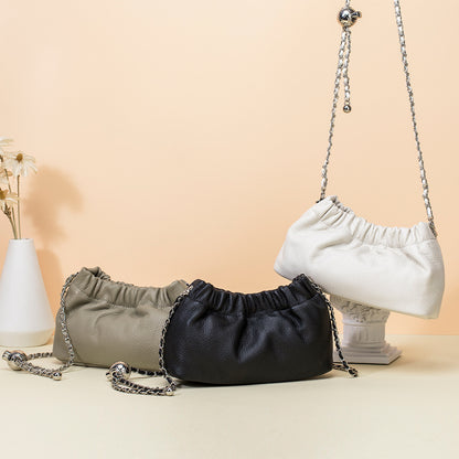 Leather Dumpling Crossbody Bag – Genuine Cowhide Shoulder Bag