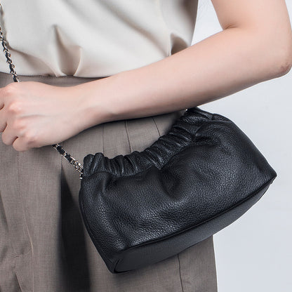 Leather Dumpling Crossbody Bag – Genuine Cowhide Shoulder Bag