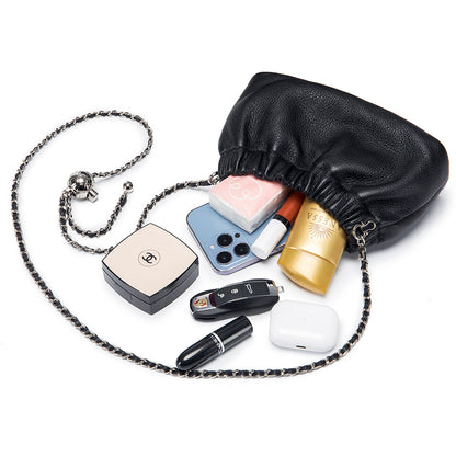 Leather Dumpling Crossbody Bag – Genuine Cowhide Shoulder Bag