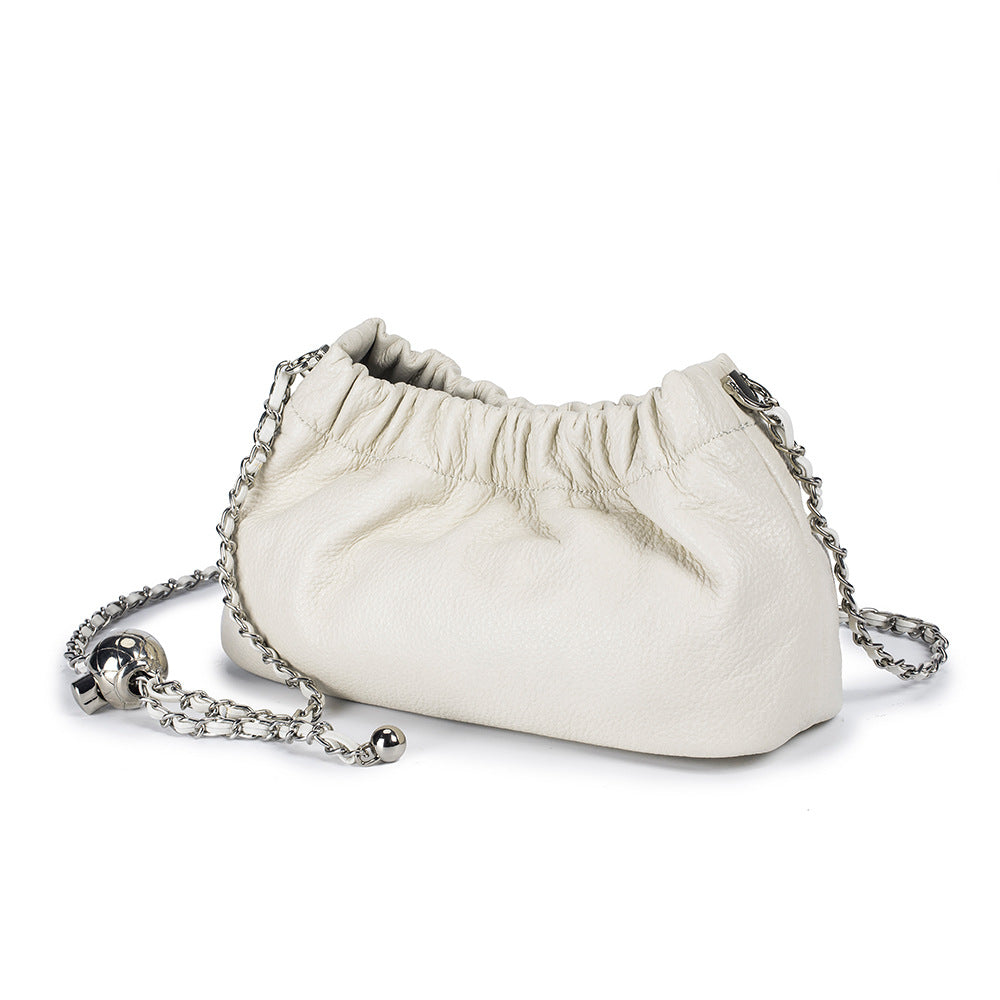 Leather Dumpling Crossbody Bag – Genuine Cowhide Shoulder Bag