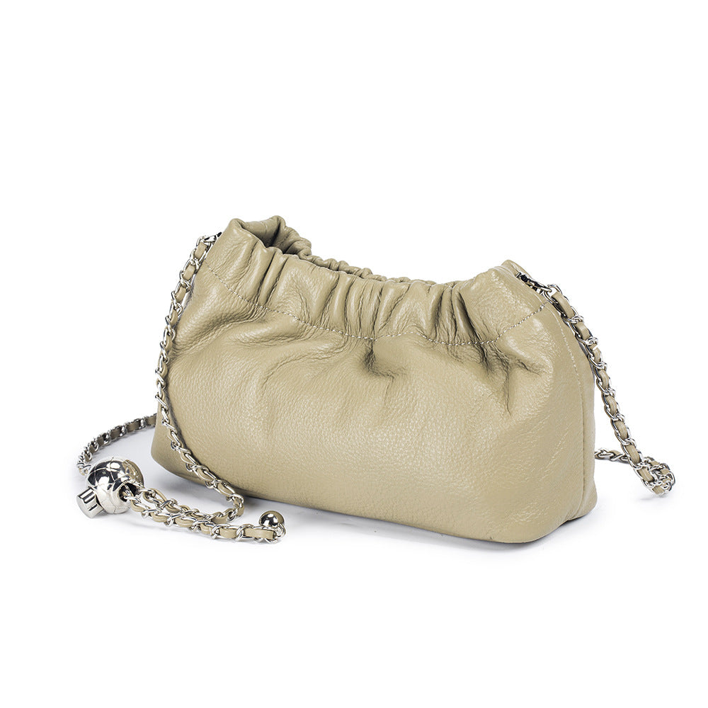 Leather Dumpling Crossbody Bag – Genuine Cowhide Shoulder Bag