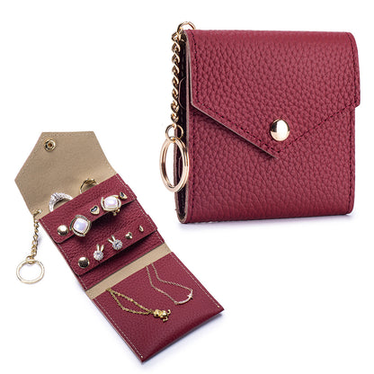 Leather Jewellery Pouch – Portable Cowhide Ring & Accessory Bag