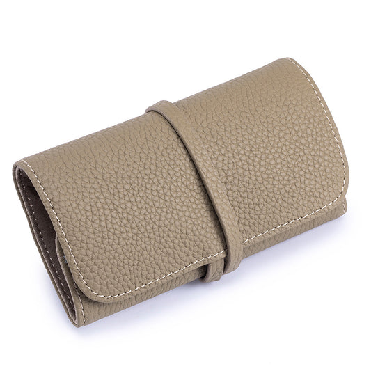 Leather Jewellery Roll Bag – Folding Cowhide Necklace, Earring & Ring Organiser