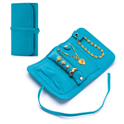 Leather Jewellery Roll Bag – Folding Cowhide Necklace, Earring & Ring Organiser