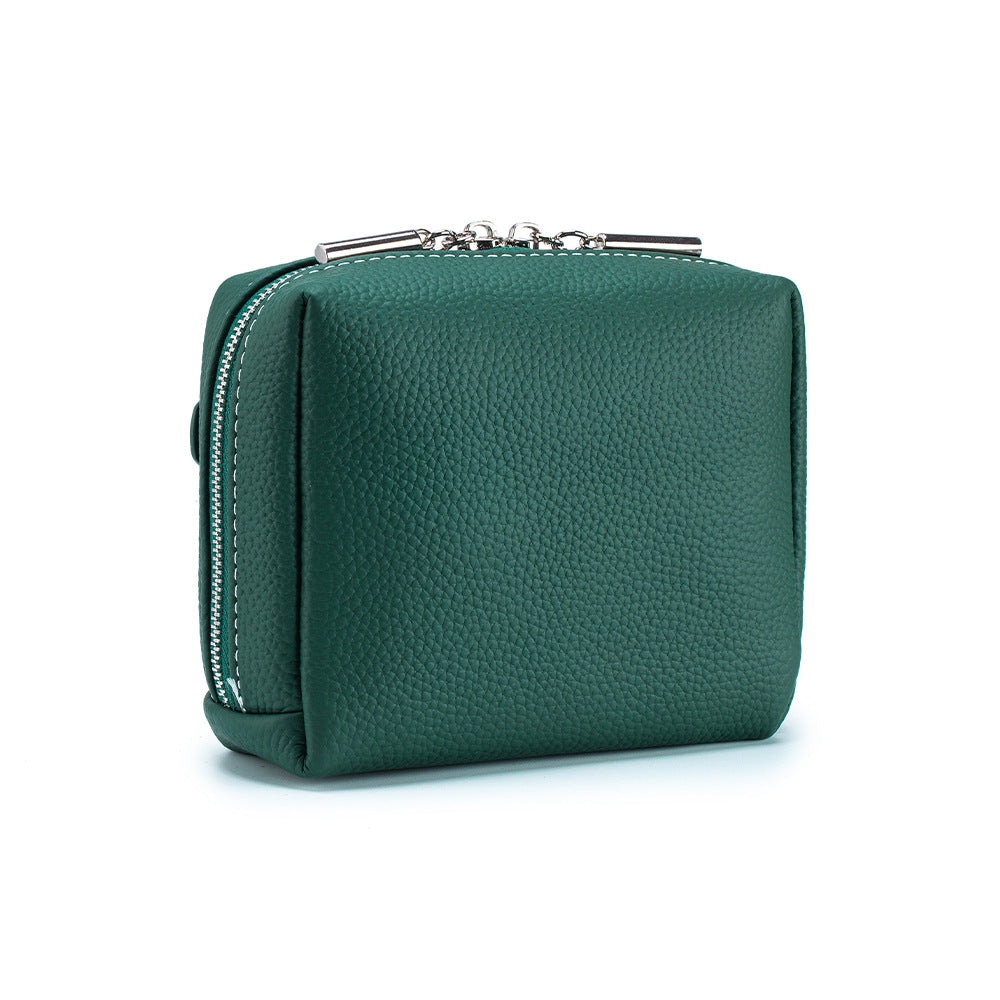 Leather Makeup Bag – Portable Genuine Cowhide Cosmetic Pouch