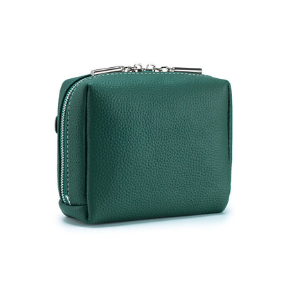 Leather Makeup Bag – Portable Genuine Cowhide Cosmetic Pouch