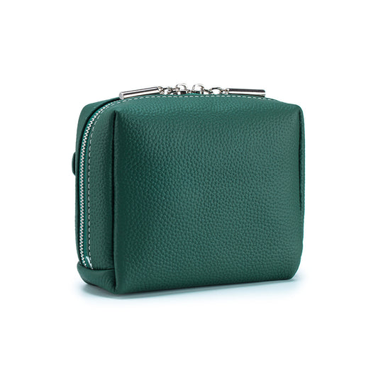 Leather Makeup Bag – Portable Genuine Cowhide Cosmetic Pouch
