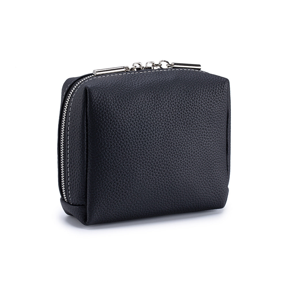 Leather Makeup Bag – Portable Genuine Cowhide Cosmetic Pouch