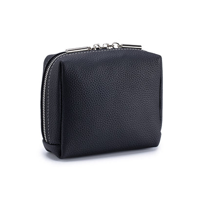 Leather Makeup Bag – Portable Genuine Cowhide Cosmetic Pouch