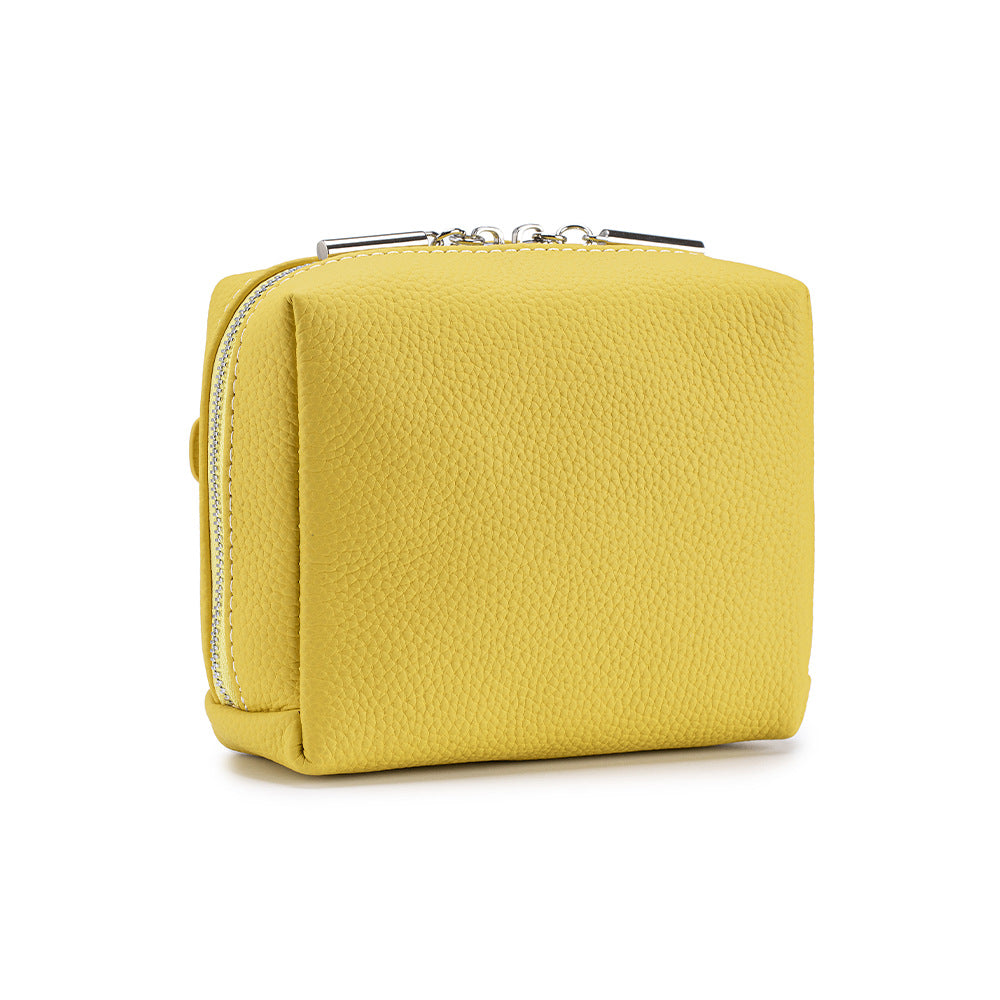 Leather Makeup Bag – Portable Genuine Cowhide Cosmetic Pouch