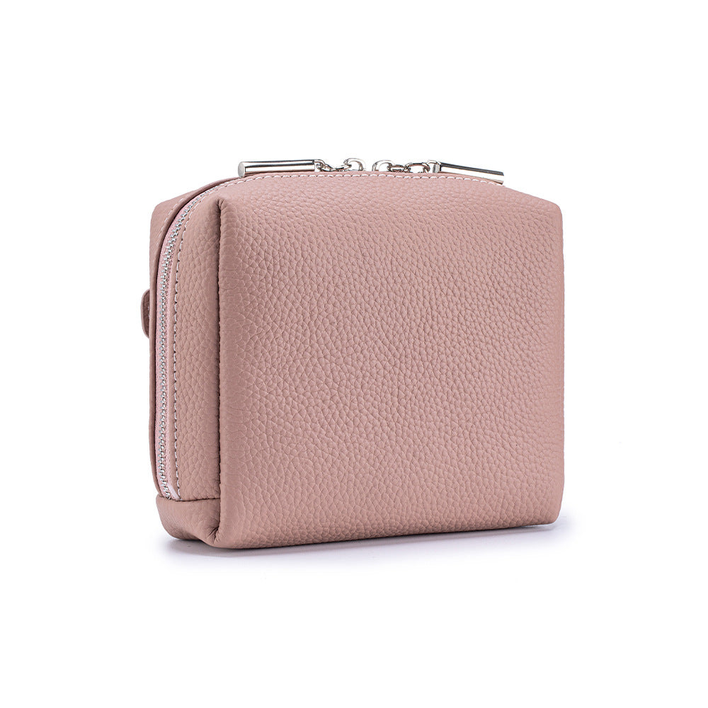 Leather Makeup Bag – Portable Genuine Cowhide Cosmetic Pouch