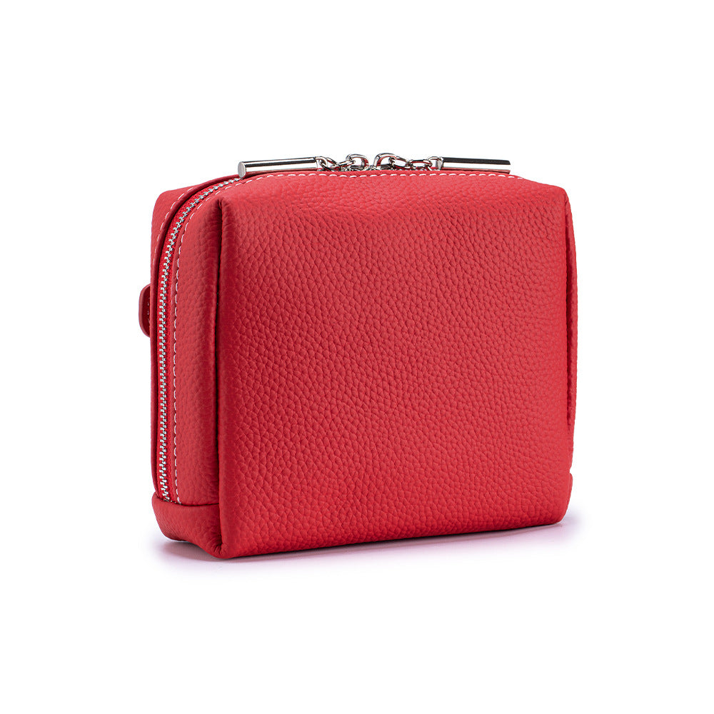 Leather Makeup Bag – Portable Genuine Cowhide Cosmetic Pouch