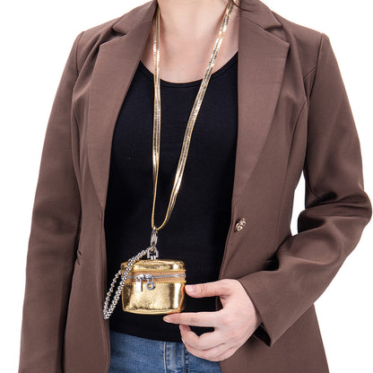 Leather Mini Neck Pouch – Cowhide Lipstick, Coin & Earphone Storage Bag