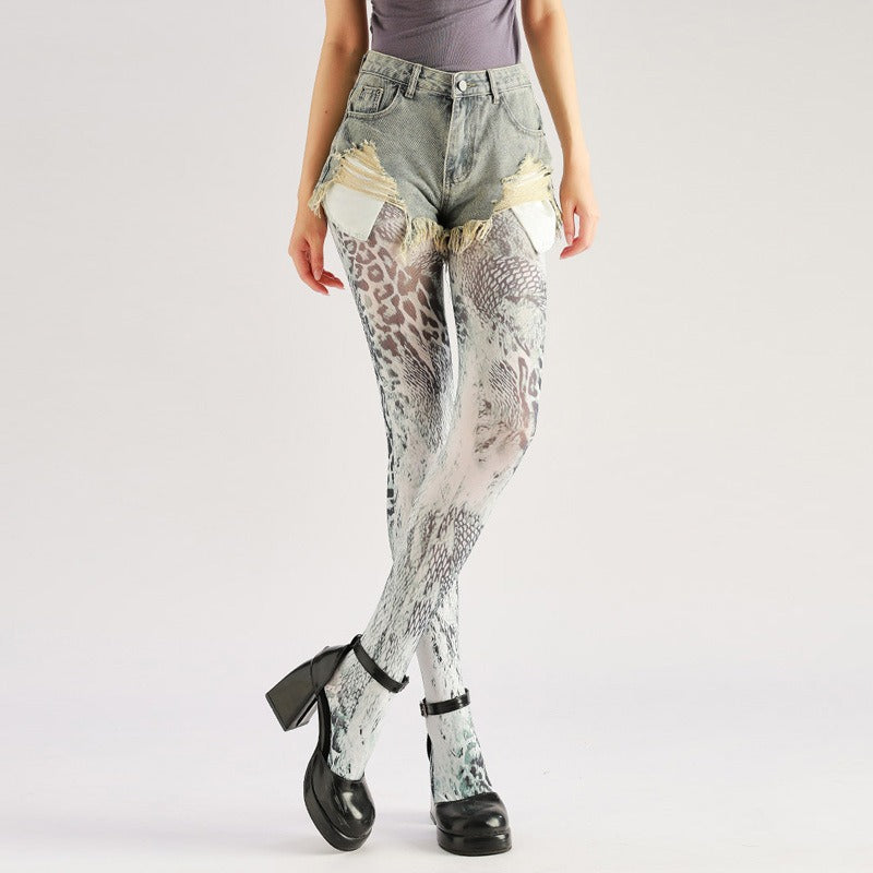 Leopard Print Fashion Tights Women's Fancy Dress Costume Accessories, Perfect for Parties, Office, Street Fashion, and Daily Wear