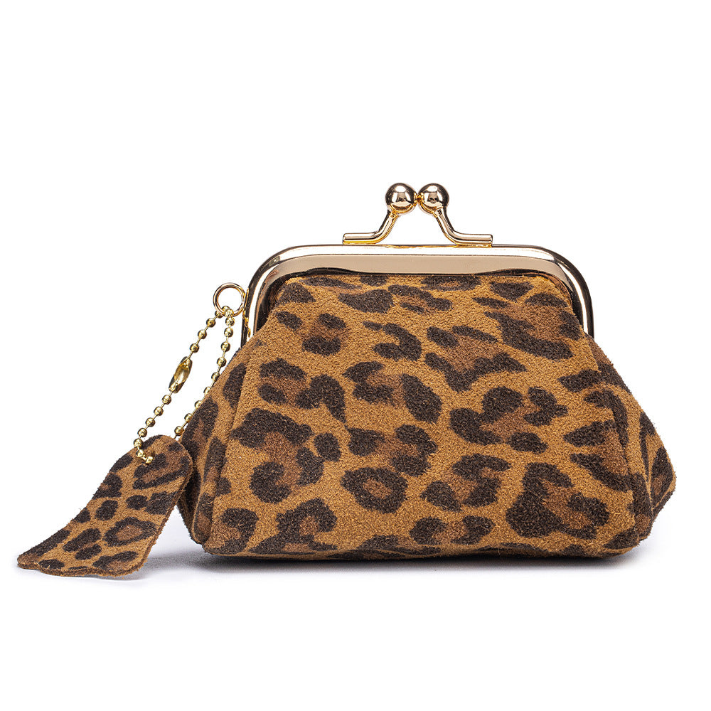 Leopard Print Leather Coin Purse – Cowhide Multi-functional Storage Bag