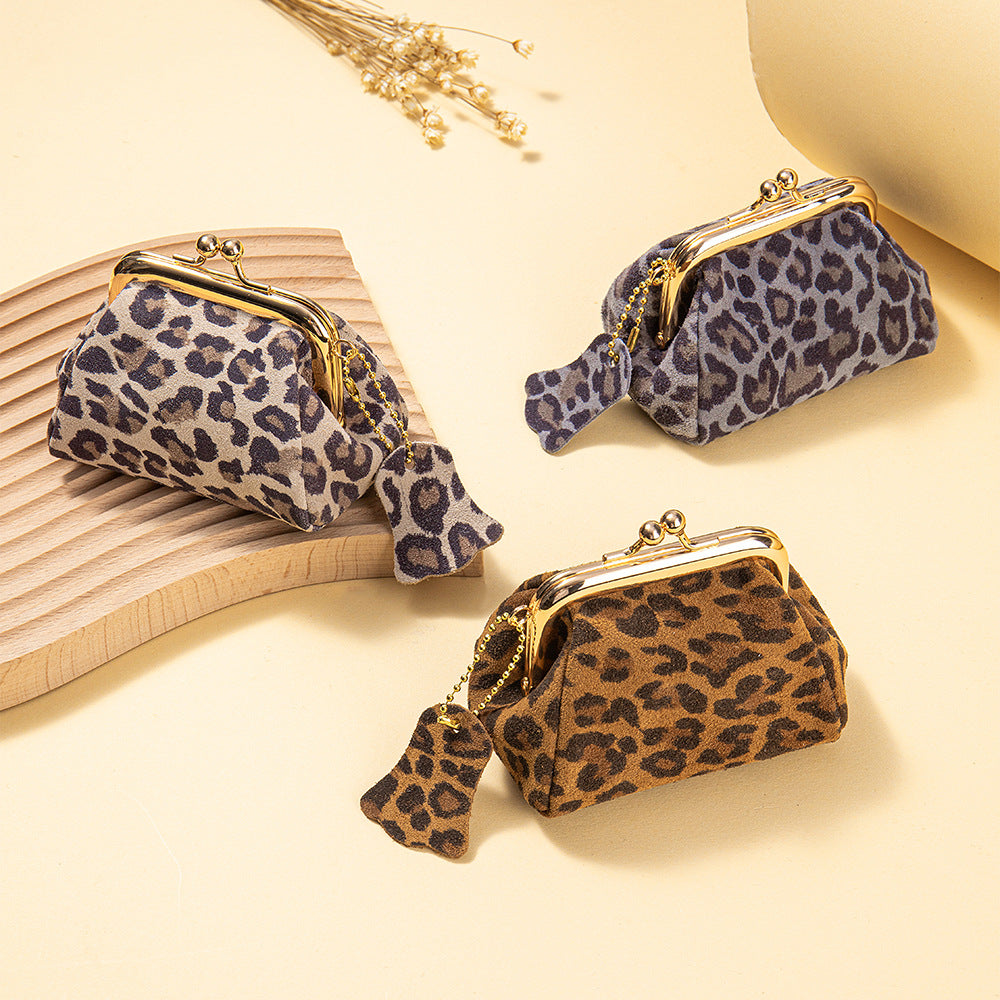 Leopard Print Leather Coin Purse – Cowhide Multi-functional Storage Bag