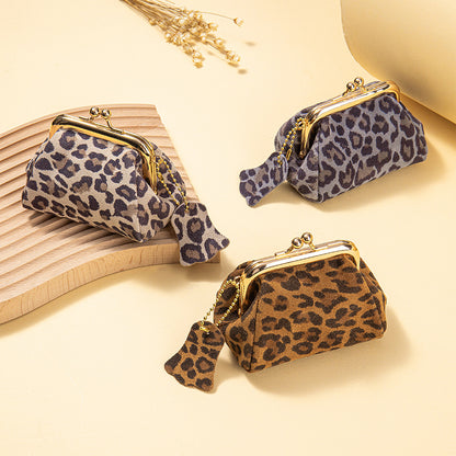 Leopard Print Leather Coin Purse – Cowhide Multi-functional Storage Bag
