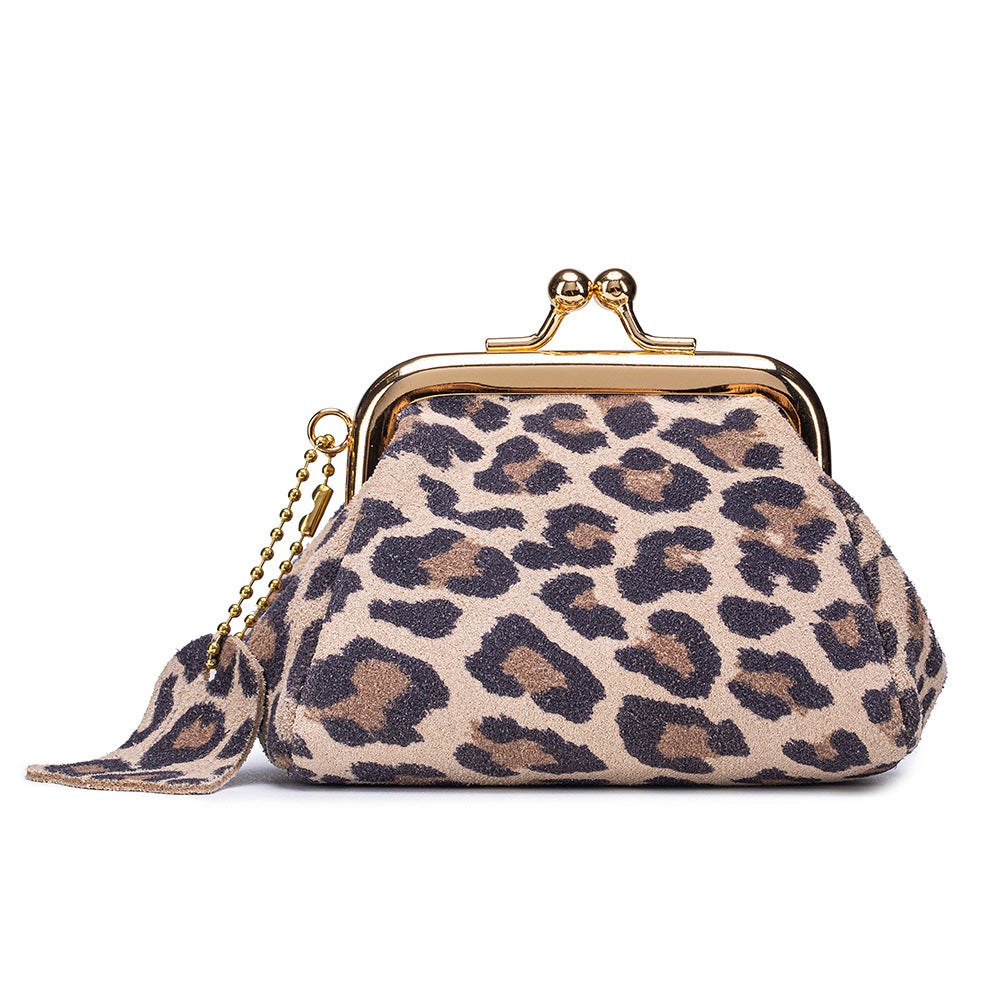 Leopard Print Leather Coin Purse – Cowhide Multi-functional Storage Bag