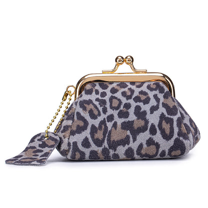 Leopard Print Leather Coin Purse – Cowhide Multi-functional Storage Bag