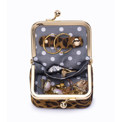 Leopard Print Leather Jewellery Pouch – Cowhide Ring & Accessory Storage Bag