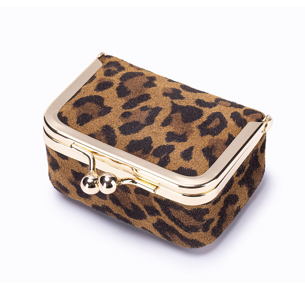 Leopard Print Leather Jewellery Pouch – Cowhide Ring & Accessory Storage Bag