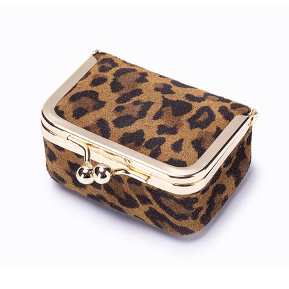 Leopard Print Leather Jewellery Pouch – Cowhide Ring & Accessory Storage Bag