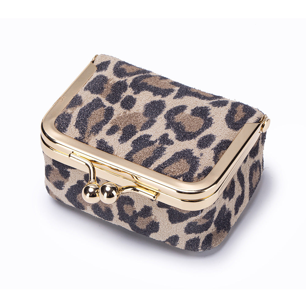 Leopard Print Leather Jewellery Pouch – Cowhide Ring & Accessory Storage Bag
