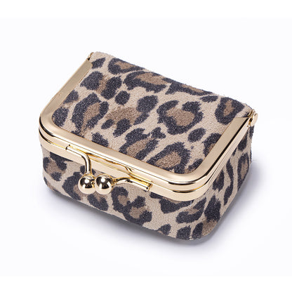 Leopard Print Leather Jewellery Pouch – Cowhide Ring & Accessory Storage Bag