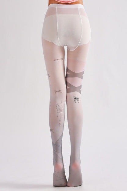 Semi-Sheer Y2K Gray Tights with high elasticity and shaping fit, suitable for events, cosplay, street style, and gifting girls at Christmas