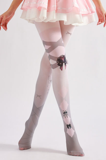 Semi-Sheer Y2K Gray Tights with high elasticity and shaping fit, suitable for events, cosplay, street style, and gifting girls at Christmas