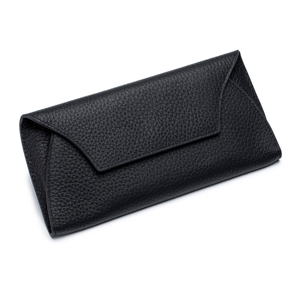 Long Leather Wallet – Genuine Cowhide Slim Purse for Women
