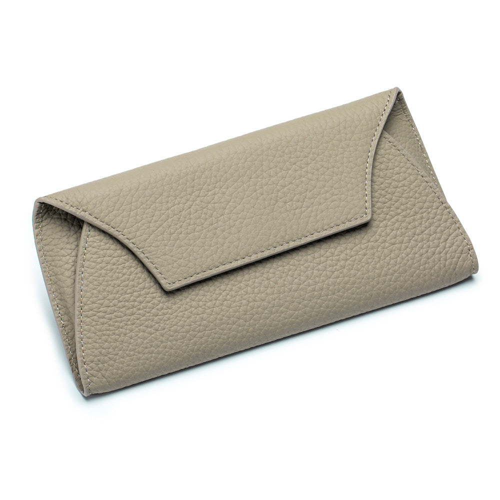 Long Leather Wallet – Genuine Cowhide Slim Purse for Women