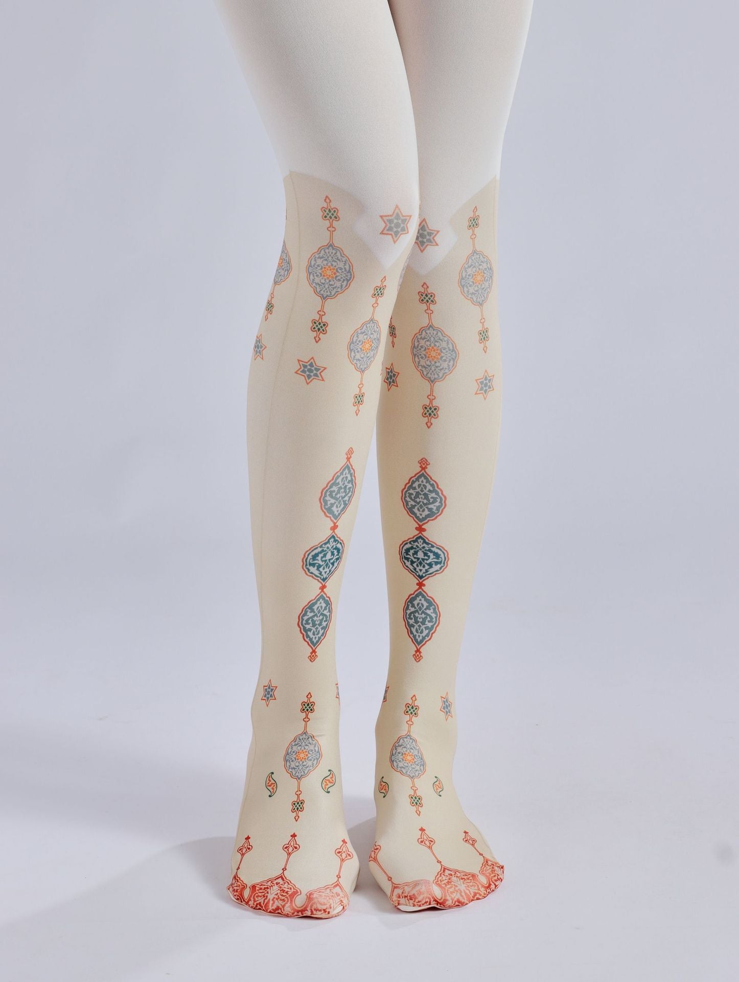 Medieval Patterned Women Tights with high elasticity and compression,shaping fit and ideal for weddings, parties, ethnic outfits, and street fashion